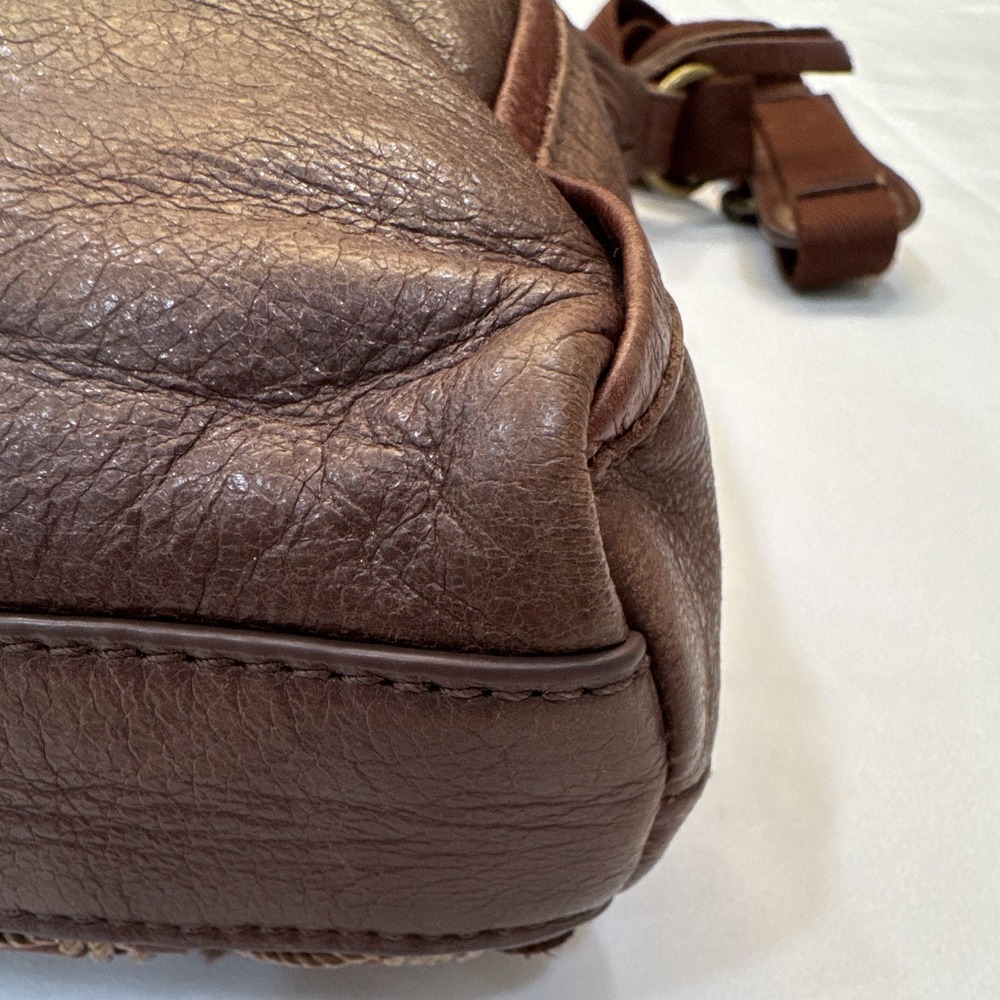 The Sak Brown Woven Crossbody Bag Zip Closure, Adjustable Strap, Pockets - Picture 5 of 11